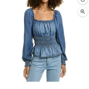 Bella Dahl Shirred waist denim top